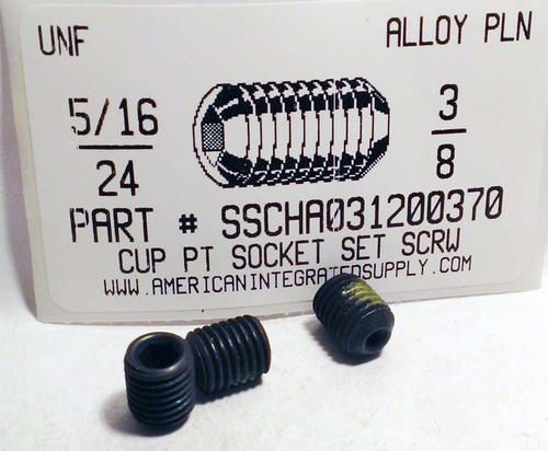 5/16-24X3/8 SOCKET SET SCREW CUP POINT ALLOY STEEL PLAIN