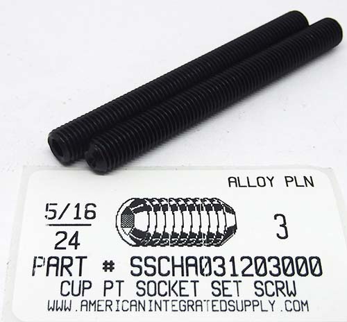 5/16-24X3 SOCKET SET SCREW CUP POINT ALLOY STEEL PLAIN