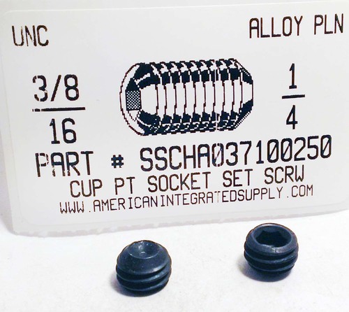 3/8-16X1/4 SOCKET SET SCREW CUP POINT ALLOY STEEL PLAIN