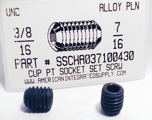 3/8-16X7/16 SOCKET SET SCREW CUP POINT ALLOY STEEL PLAIN