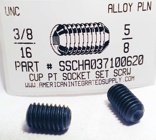 3/8-16X5/8 SOCKET SET SCREW CUP POINT ALLOY STEEL PLAIN