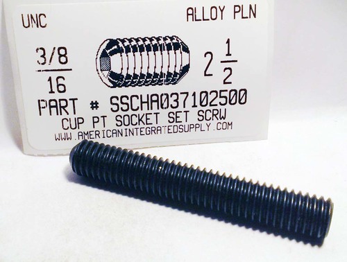 3/8-16X2-1/2 SOCKET SET SCREW CUP POINT ALLOY STEEL PLAIN