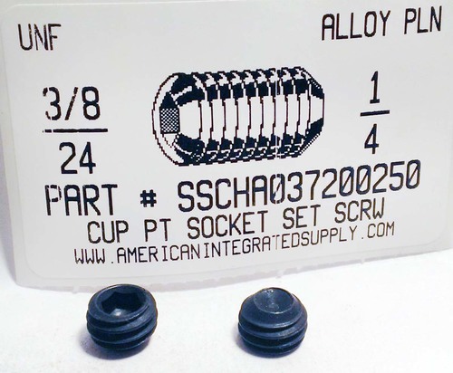 3/8-24X1/4 SOCKET SET SCREW CUP POINT ALLOY STEEL PLAIN