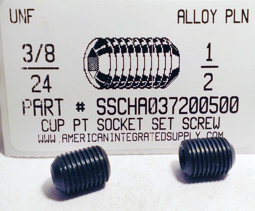 3/8-24X1/2 SOCKET SET SCREW CUP POINT ALLOY STEEL PLAIN