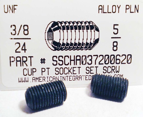 3/8-24X5/8 SOCKET SET SCREW CUP POINT ALLOY STEEL PLAIN