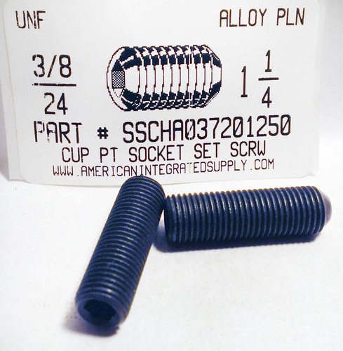 3/8-24X1-1/4 SOCKET SET SCREW CUP POINT ALLOY STEEL PLAIN