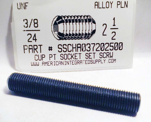 3/8-24X2-1/2 SOCKET SET SCREW CUP POINT ALLOY STEEL PLAIN