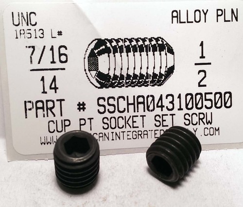 7/16-14X1/2 SOCKET SET SCREW CUP POINT ALLOY STEEL PLAIN