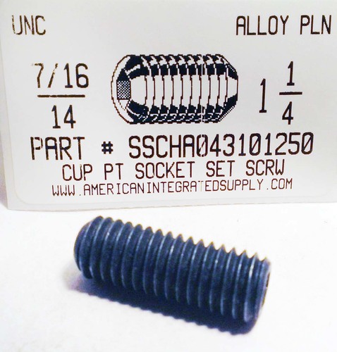 7/16-14X1-1/4 SOCKET SET SCREW CUP POINT ALLOY STEEL PLAIN