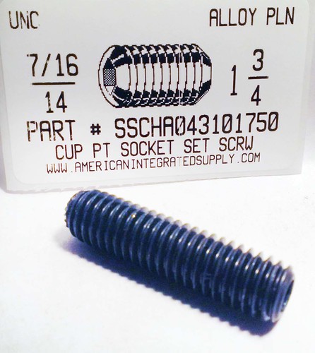 7/16-14X1-3/4 SOCKET SET SCREW CUP POINT ALLOY STEEL PLAIN