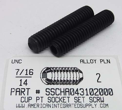 7/16-14X2 SOCKET SET SCREW CUP POINT ALLOY STEEL PLAIN