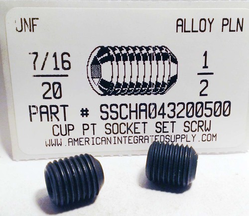 7/16-20X1/2 SOCKET SET SCREW CUP POINT ALLOY STEEL PLAIN