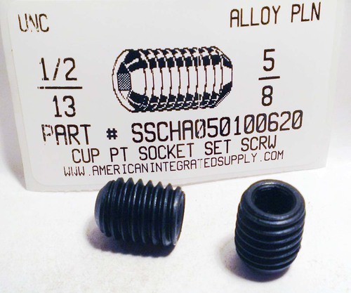 1/2-13X5/8 SOCKET SET SCREW CUP POINT ALLOY STEEL PLAIN