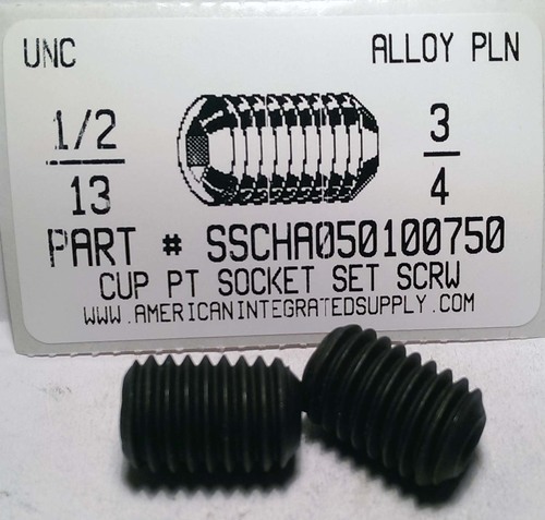 1/2-13X3/4 SOCKET SET SCREW CUP POINT ALLOY STEEL PLAIN