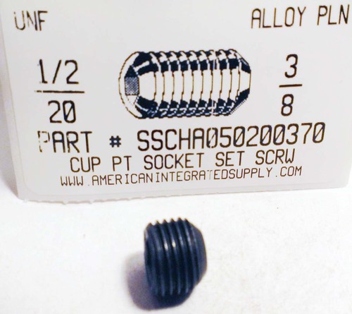 1/2-20X3/8 SOCKET SET SCREW CUP POINT ALLOY STEEL PLAIN