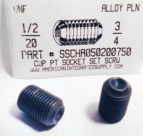 1/2-20X3/4 SOCKET SET SCREW CUP POINT ALLOY STEEL PLAIN