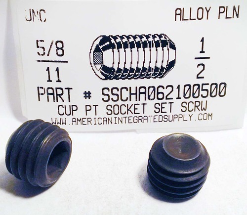 5/8-11X1/2 SOCKET SET SCREW CUP POINT ALLOY STEEL PLAIN