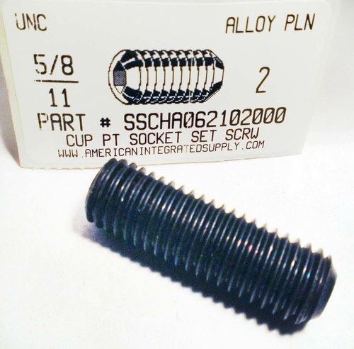 5/8-11X2 SOCKET SET SCREW CUP POINT ALLOY STEEL PLAIN