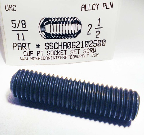 5/8-11X2-1/2 SOCKET SET SCREW CUP POINT ALLOY STEEL PLAIN