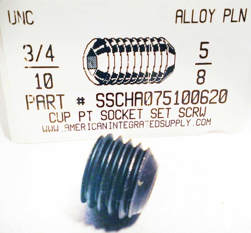 3/4-10X5/8 SOCKET SET SCREW CUP POINT ALLOY STEEL PLAIN