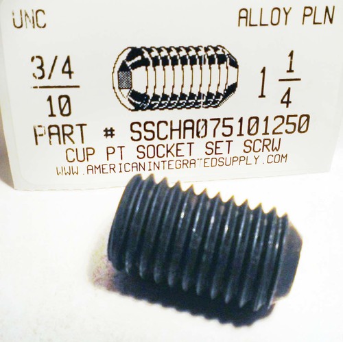 3/4-10X1-1/4 SOCKET SET SCREW CUP POINT ALLOY STEEL PLAIN