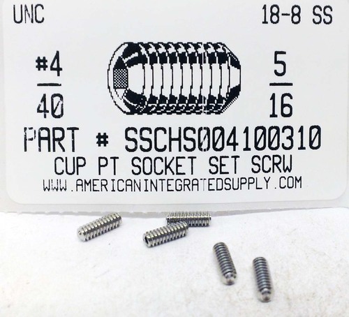 #4-40X5/16 SOCKET SET SCREW CUP POINT 18-8 STAINLESS STEEL