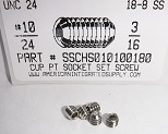 #10-24X3/16 SOCKET SET SCREW CUP POINT 18-8 STAINLESS STEEL