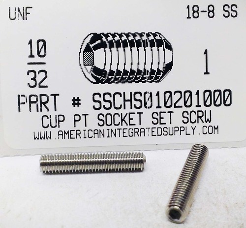 #10-32X1 SOCKET SET SCREW CUP POINT 18-8 STAINLESS STEEL