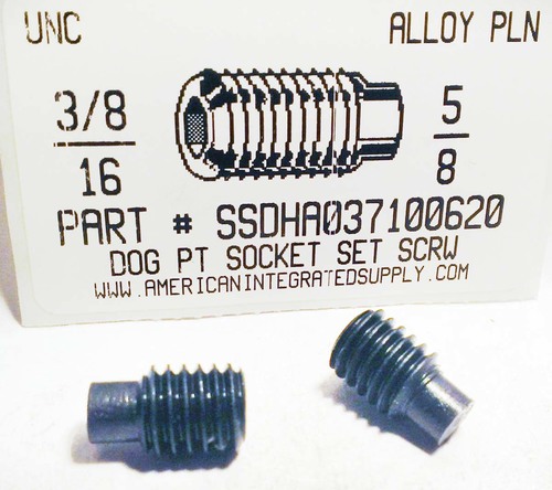 3/8-16X5/8 SOCKET SET SCREW FULL DOG POINT ALLOY STEEL PLAIN