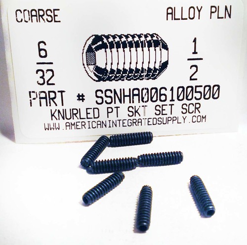 #6-32X1/2 SOCKET SET SCREW KNURLED POINT ALLOY STEEL PLAIN