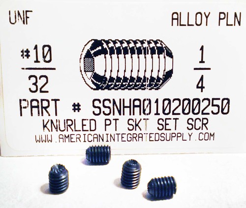 #10-32X1/4 SOCKET SET SCREW KNURLED POINT ALLOY STEEL PLAIN