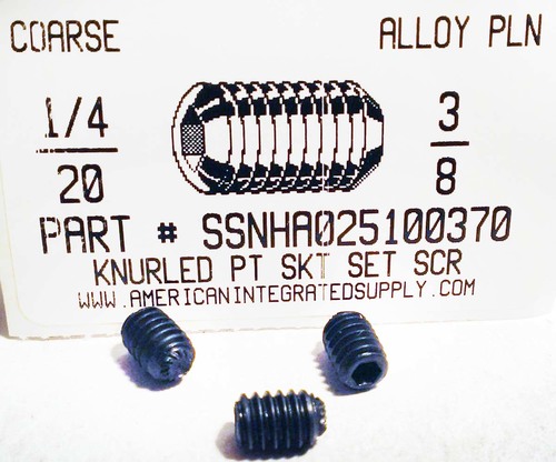 1/4-20X3/8 SOCKET SET SCREW KNURLED POINT ALLOY STEEL PLAIN