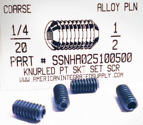 1/4-20X1/2 SOCKET SET SCREW KNURLED POINT ALLOY STEEL PLAIN