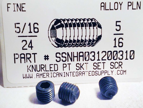 5/16-24X5/16 SOCKET SET SCREW KNURLED POINT ALLOY STEEL PLAIN