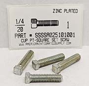 1/4-20X1 SQUARE HEAD SET SCREW CUP POINT CASE HARDENED STEEL ZINC