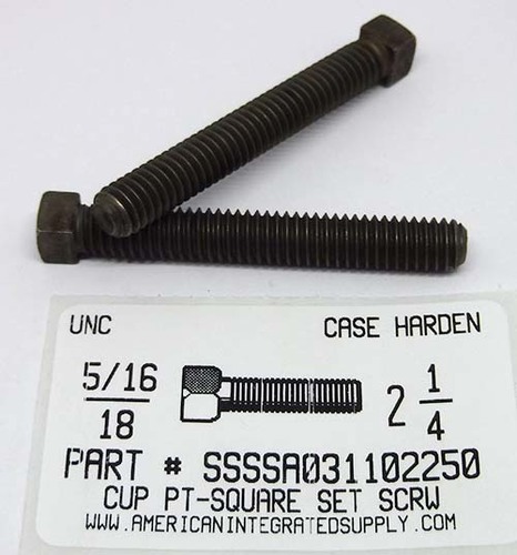 5/16-18X2-1/4 SQUARE HEAD SET SCREW CUP POINT CASE HARDENED STEEL PLAIN