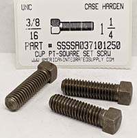 3/8-16X1-1/4 SQUARE HEAD SET SCREW CUP POINT CASE HARDENED STEEL PLAIN