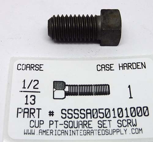 1/2-13X1 SQUARE HEAD SET SCREW CUP POINT CASE HARDENED STEEL PLAIN