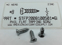 #8X1/2 #6 FLAT HEAD PHILLIPS TAPPING SCREW AB STEEL ZINC PLATED