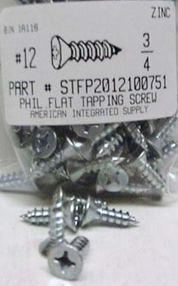 #12X3/4 FLAT HEAD PHILLIPS TAPPING SCREW A STEEL ZINC PLATED