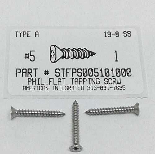 #5X1 FLAT HEAD PHILLIPS TAPPING SCREW A 18-8 STAINLESS STEEL (DISCONTINUED)