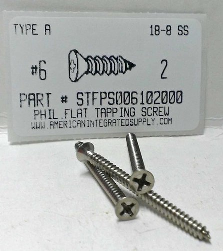 #6X2 FLAT HEAD PHILLIPS TAPPING SCREW A 18-8 STAINLESS STEEL