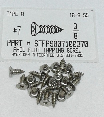 #7X3/8 FLAT HEAD PHILLIPS TAPPING SCREW A 18-8 STAINLESS STEEL