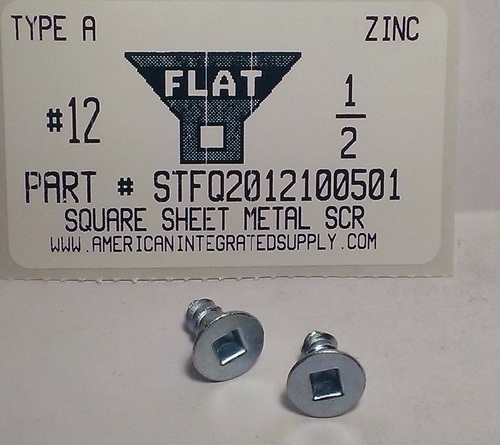 #12X1/2 FLAT HEAD SQUARE DRIVE TAPPING SCREW AB STEEL ZINC PLATED (DISCONTINUED)