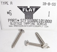 #6X1 FLAT HEAD SLOTTED TAPPING SCREW 18-8 STAINLESS STEEL