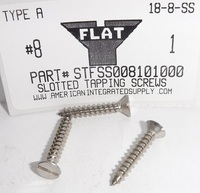 #8X1 FLAT HEAD SLOTTED TAPPING SCREW 18-8 STAINLESS STEEL