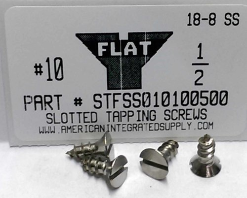 #10X1/2 FLAT HEAD SLOTTED TAPPING SCREW 18-8 STAINLESS STEEL