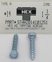 #14X1-1/4 HEX HEAD TAPPING SCREW A STEEL ZINC PLATED (DISCONTINUED)