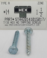 #14X1-1/2 7/16 HEX HEAD TAPPING SCREW A STEEL ZINC PLATED (DISCONTINUED)