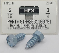 5/16X3/4 HEX HEAD TAPPING SCREW A STEEL ZINC PLATED